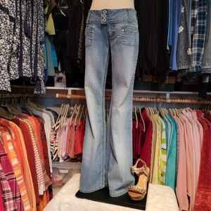 Angels ♡ Sweet Cute 'n Sexy Skinny Hipster Flared Hem Denim Jeans Size 7 Average